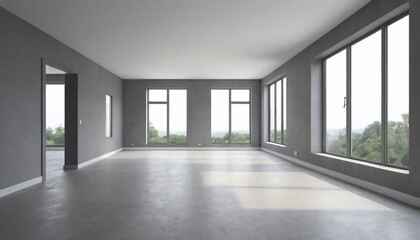 Obraz premium Spacious Modern Room with Panoramic Views