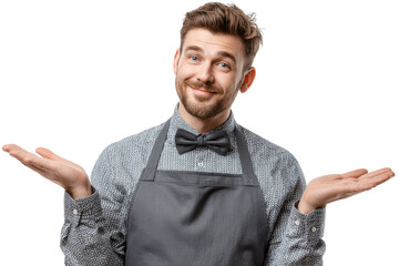 Friendly waiter showcasing customer service skills with a welcoming smile