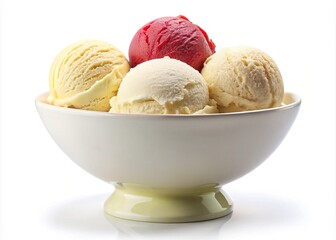 A bowl of delicious ice cream scoops with various colors and flavors