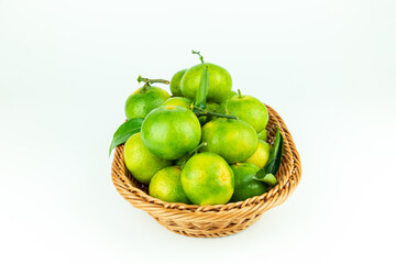 Fresh orange fruits placed in the fruit basket
