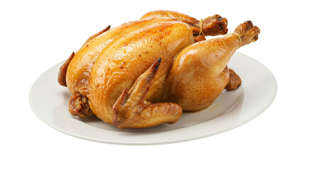 Isolated Roasted Chicken on a Plate