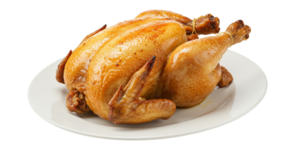 Isolated Roasted Chicken on a Plate