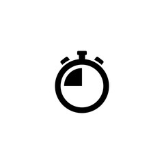 Obraz premium Simple black vector icon of a stopwatch, representing time measurement and speed
