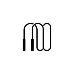 Simple black vector icon of a jump rope, representing exercise and cardio workout