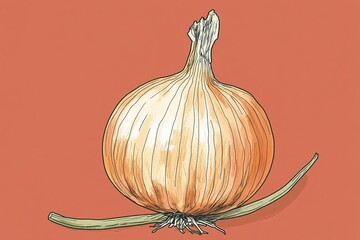 An onion with layers, hand-drawn in a whimsical, child-friendly coloring book style