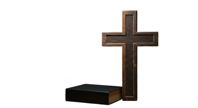 Isolated Religious Wooden Cross with Transparent Background a Photo