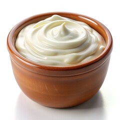 Elegant Brown Bowl Overflowing with Perfectly Swirled Creamy White Sour Cream