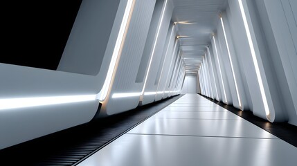 Futuristic sci-fi corridor with glowing lights