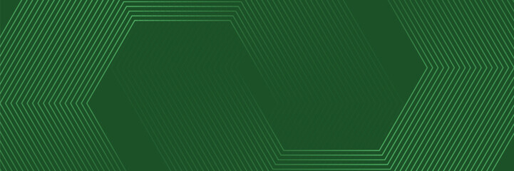 Abstract hexagon lines on green background. Modern geometric line design. © Bua