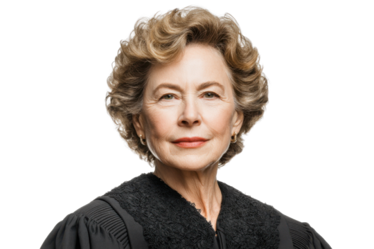 Distinguished judge poses confidently, showcasing dignity and experience in legal attire