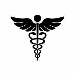 creative and simple minimal details Outline  Caduceus Emblem icon sign vector