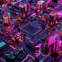 Fototapeta premium Futuristic circuit board with glowing pattern