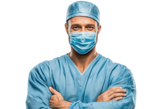 Skilled male surgeon ready for surgery with confidence and professionalism