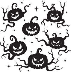 Halloween pumpkin vector black silhouette design.