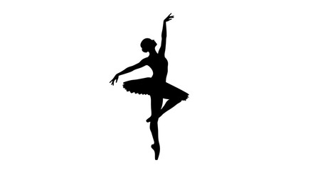 Ballerina in silhouette performing dance, for artistic representation, with copy space