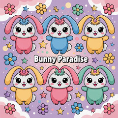 Fototapeta premium easter rabbits and eggs