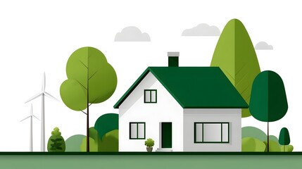 Naklejka premium Eco-friendly green home with sustainable architecture
