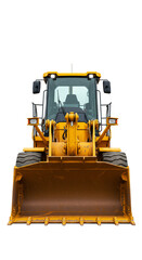 Isolated Yellow Bulldozer Front View 3D Illustration on Transparent Background
