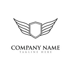 wings and shield design template for initial logo 