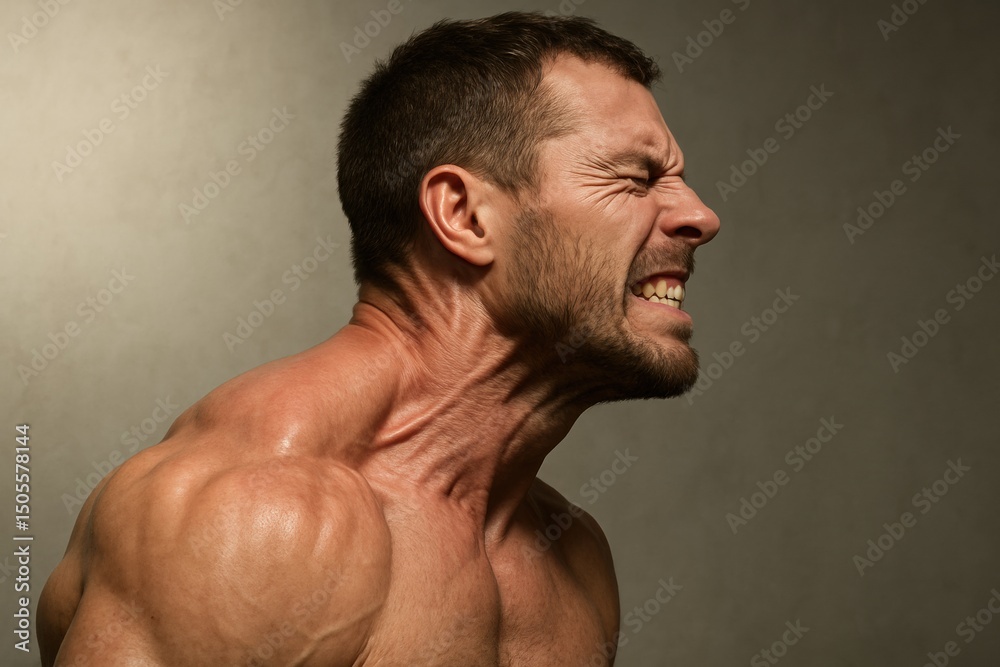 Poster Intense Expression of Determination and Strength Captured During a Workout Session in a Gym Environment