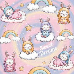 seamless pattern with rabbits