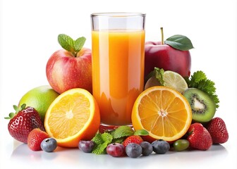 Fresh and Vibrant Fruit Composition with Orange Juice for Healthy Living