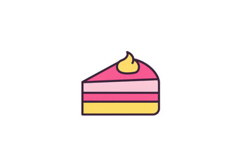 Illustration of Cake Slice Pink Layers Cartoon Isolated Clipart