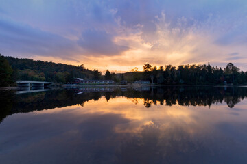 Fototapeta premium Sunrise Oxtongue River narrows Ontario Canada