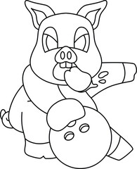 Pig Bowling Bowling ball Animal Vector Graphic Art Illustration