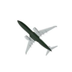Commercial Airplane Top View Isolated on Transparent Background