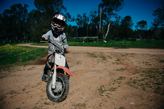 Girl ready to ride motorbike