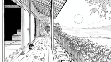 Fototapeta premium Japanese summer in black and white.