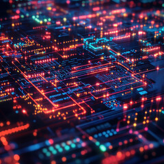 Obraz premium Cyber grid with digital circuit lines