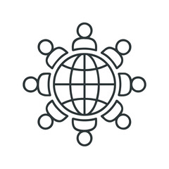 Obraz premium Outline icon of international roundtable meeting with global delegates, diplomatic discussion, international cooperation, and worldwide collaboration