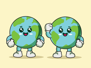 cute earth mascot, to commemorate earth day, environment day, vector illustration