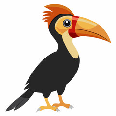 Obraz premium Realistic full-body illustration of the rare Rufous-headed Hornbill, one of the world’s rarest birds, isolated on a clean white background for versatile use.