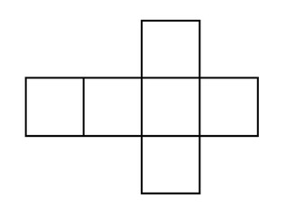 Flat Geometric Template of a Cube for Education, Mathematics. Printable Cube Net Template for Cutting and Folding a Cardboard Box or Paper Cube in Educational and Craft Projects