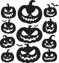 Halloween pumpkin vector black silhouette design.