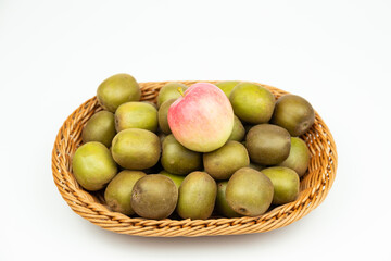 Fresh kiwifruits in the fruit plate