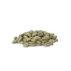 Pile of Raw Green Coffee Beans Isolated on Transparent Background