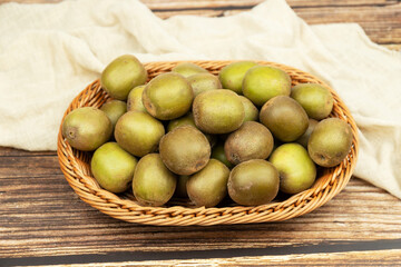 Fresh kiwifruits in the fruit plate