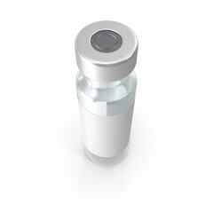 Clear Medical Vial with Silver Cap Isolated on Transparent Background