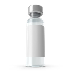 Clear Medical Vial with Silver Cap Isolated on Transparent Background