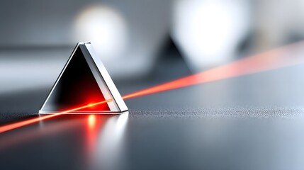 Laser light forming a glowing triangle shape on a surface