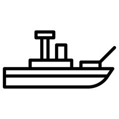 Fototapeta premium army boat icon Black and white outline vector