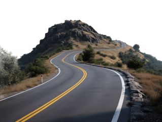 Winding Road to the Summit: A scenic mountain road curves invitingly, promising a journey of discovery, the path paved with opportunity.