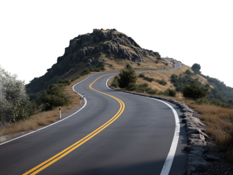 Winding Road to the Summit: A scenic mountain road curves invitingly, promising a journey of discovery, the path paved with opportunity.