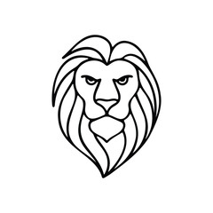 Minimalist Lion Head Line Art Logo Illustration, Stylized minimalist line art lion head logo illustration, perfect for branding, tattoos, and design projects.
