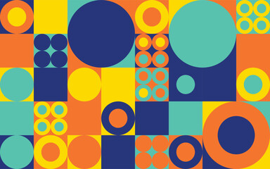 Abstract Vibrant Bubble Colourful scandinavian style pattern seamless background, combination of bubble in grid  © kasan