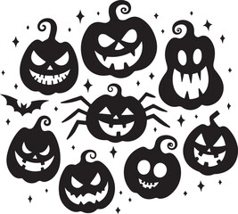 Halloween pumpkin vector black silhouette design.